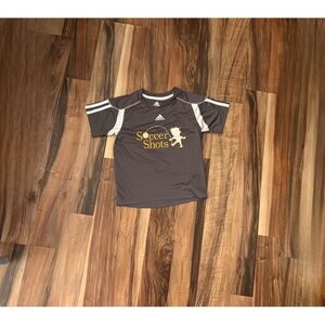 Adidas Kids' T-Shirt with Soccer Shots Logo - Dark Gray and White